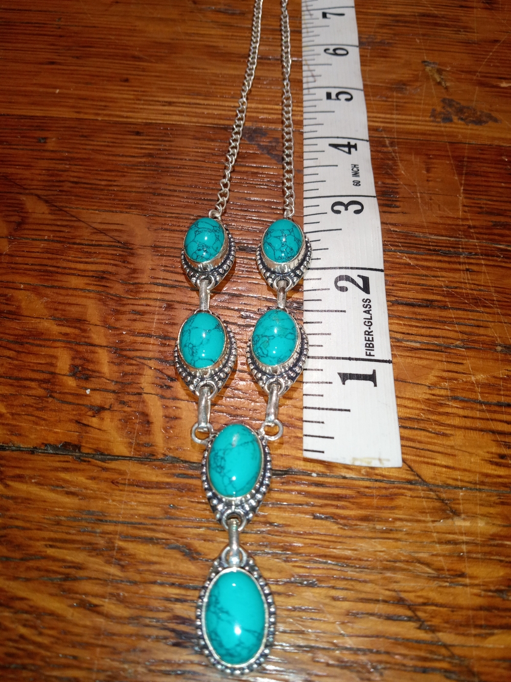 Turquoise Stone Silver-German Pendant Necklace - Women Jewelry